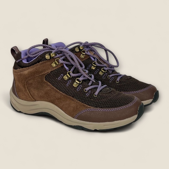 Vionic Cypress Hiking Ankle Boots Suede Womens Shoes Sz 8.5 Brown Purple - Picture 1 of 10